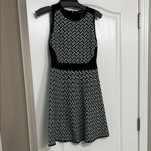 Stylish Black and White and Green Dress